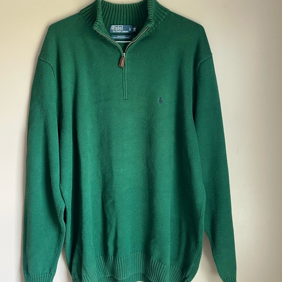 Ralph Lauren Green Zip Up Sweater Soft Knit Casual - Picture 3 of 4